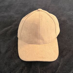 Tan Faux Suede Baseball Cap Adjustable Minimalist Hat